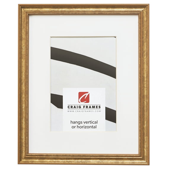 Craig Frames 314GD 13x19 inch Ornate Gold Picture Frame Matted for a 9x13 Photo