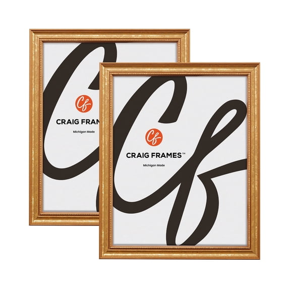 Craig Frames 314GD, 4x5 Picture Frame, Ornate Gold, Set of 2