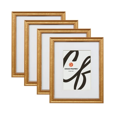 Craig Frames 314GD, 5x7 Picture Frame, Matted to Display a 4x6 Ornate Gold, Set of 4
