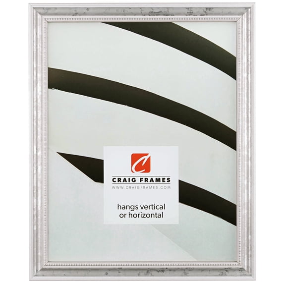 Craig Frames 314WH, 12x36 inch Ornate Picture Frame, White and Silver