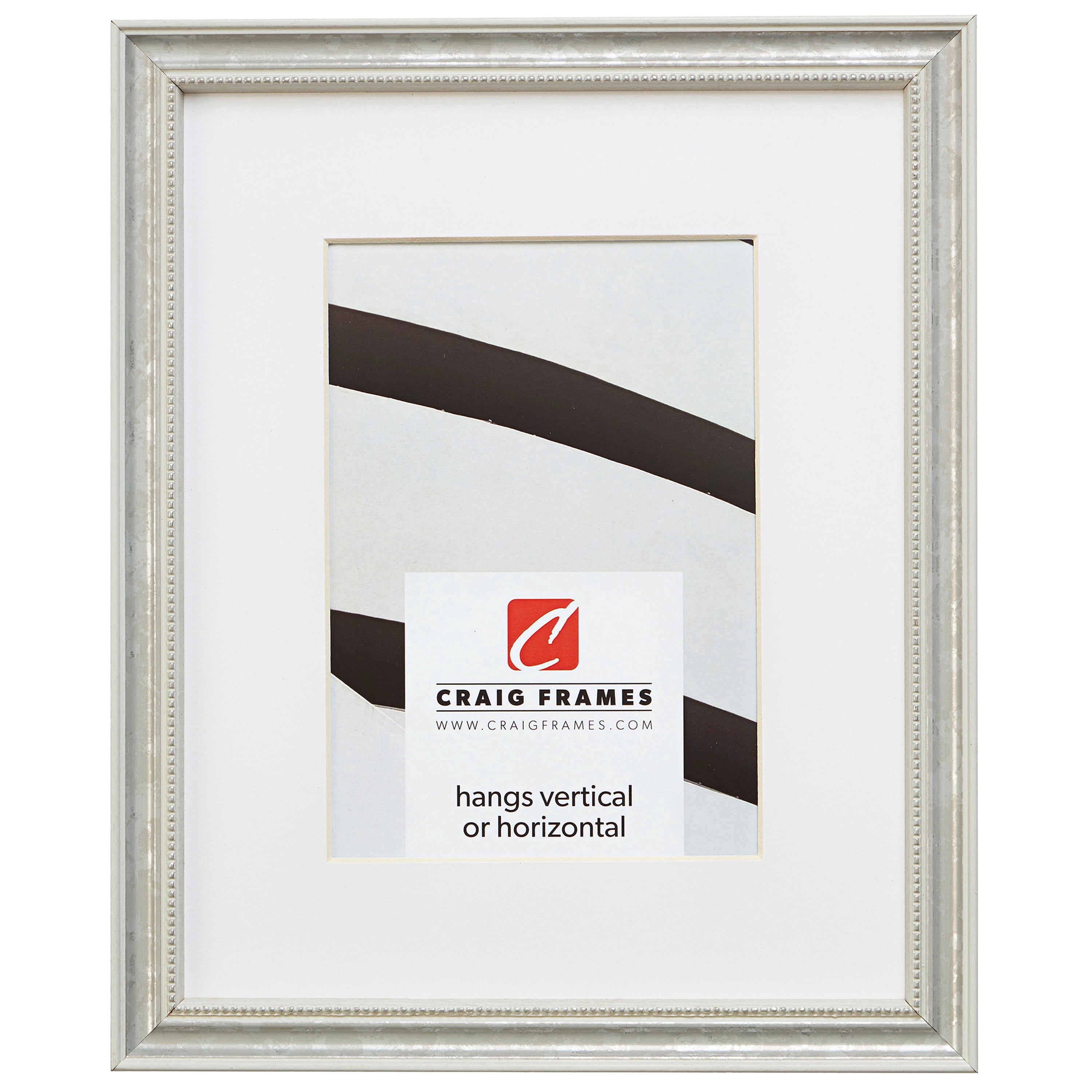 Craig Frames 314WH 22x28 inch Ornate White and Silver Picture Frame Matted for an 18x24 Photo