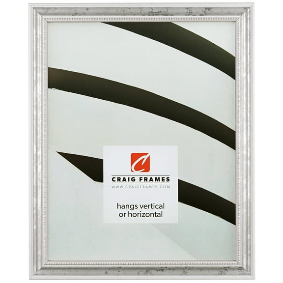 Craig Frames 314WH, 4x10 inch Ornate Picture Frame, White and Silver