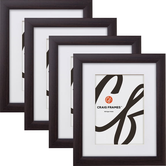 Craig Frames 5x7 inch Brazilian Walnut Brown Picture Frame Matted for a 4x6 Photo, Set of 4