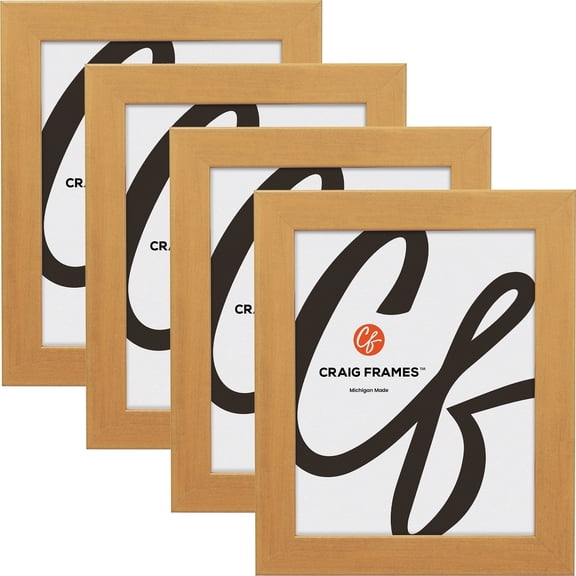 Craig Frames 6x11 Picture Frame - Gold Style 26-1619 1.25 Inch MDF Moulding - Wall Display Frame for Art, Posters, or Photos