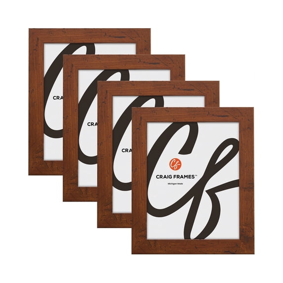 Craig Frames 6x8 inch Picture Frame Modern Dark Walnut Bauhaus Series, Set of Four