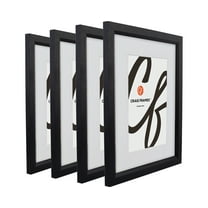Craig Frames 7171610BK, 13x15 Picture Frame, Matted to Display a 9x12 Artwork, 0.825-Inch Wide, Solid Black, Set of 4
