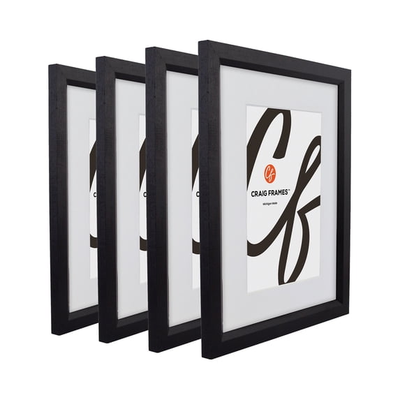 Craig Frames 7171610BK, 17x22 Picture Frame, Matted to Display a 13x19 Artwork, 0.825-Inch Wide, Solid Black, Set of 4