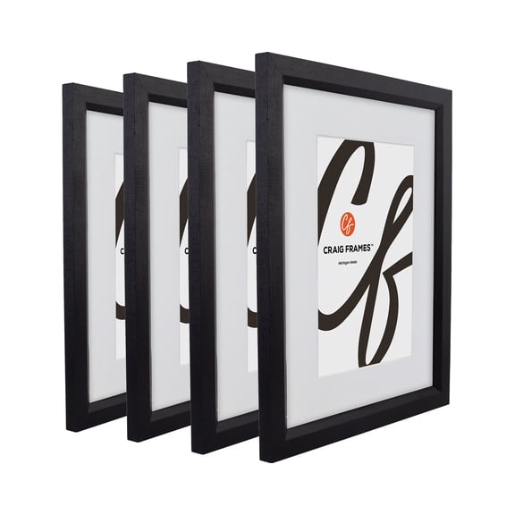 Craig Frames 7171610BK, 24x36 Picture Frame, Matted to Display a 20x30 Artwork, 0.825-Inch Wide, Solid Black, Set of 4