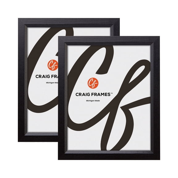 Craig Frames 7171610BK Wood Grain Finish 11x17 Picture/Poster Frame, 0.825-Inch Wide, Solid Black, Set of 2