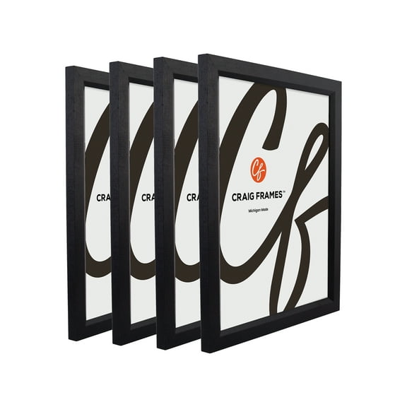 Craig Frames 7171610BK Wood Grain Finish 14x19 Picture/Poster Frame, 0.825-Inch Wide, Solid Black, Set of 4