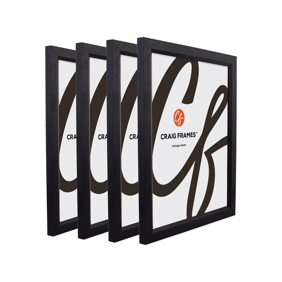 Craig Frames 7171610BK Wood Grain Finish 16x34 Picture/Poster Frame, 0.825-Inch Wide, Solid Black, Set of 4