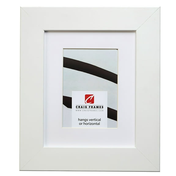 Craig Frames 74267 10x12 inch Satin White Picture Frame Matted for an 8x10 Photo