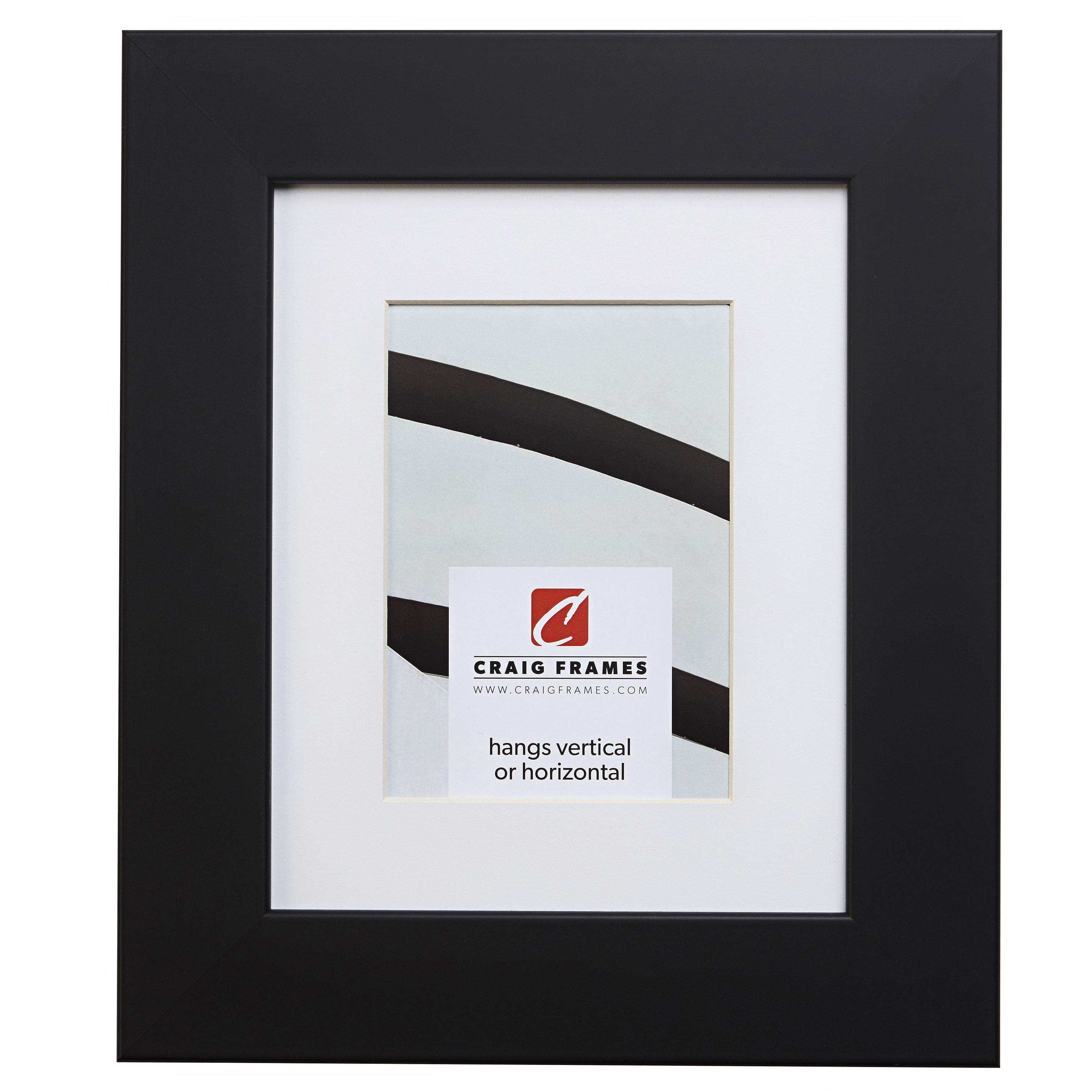 Craig Frames 74273 18x24 inch Satin Black Picture Frame Matted for a 12x18 Photo