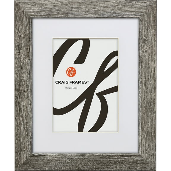 Craig Frames 8x10 inch Gray Barnwood Picture Frame Matted for a 5x7 Photo