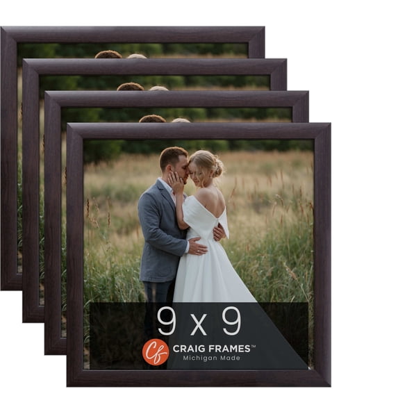 Craig Frames 9 x 9 inch Picture Frame Brazilian Walnut Brown, Set of Four