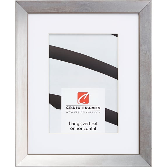 Craig Frames Alloy, 13x19 inch Picture Frame Matted for a 9x13 Photo, Nickel