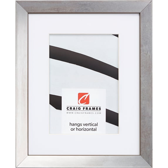 Craig Frames Alloy, 18x36 inch Picture Frame Matted for a 14x32 Photo, Nickel