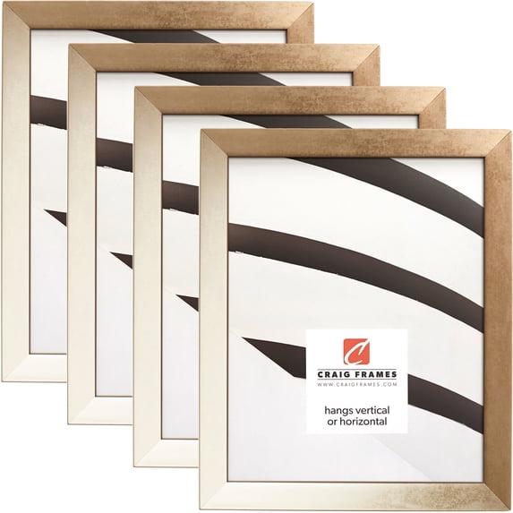 Craig Frames Alloy, 5x7 inch Picture Frame, Gold, Set of 4