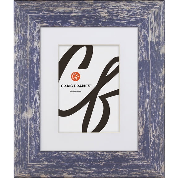 Craig Frames American Barn, 10x13 inch Faux Blue Barnwood Picture Frame Matted for a 7x10 Photo