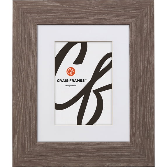 Craig Frames American Barn, 12x16 inch Faux Barnwood Picture Frame Matted for a 8x12 Photo, Farmhouse Grey