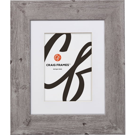 Craig Frames American Barn, 12x16 inch Faux Barnwood Picture Frame Matted for a 8x12 Photo, Light Grey