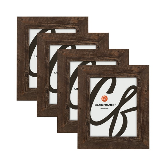 Craig Frames American Barn 12x18 inch Picture Frame Faux Brown Oak Barnwood, Set of Four
