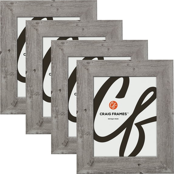Craig Frames American Barn, 15x21.25 inch Picture Frame, Faux Light Grey Oak Barnwood, Set of 4