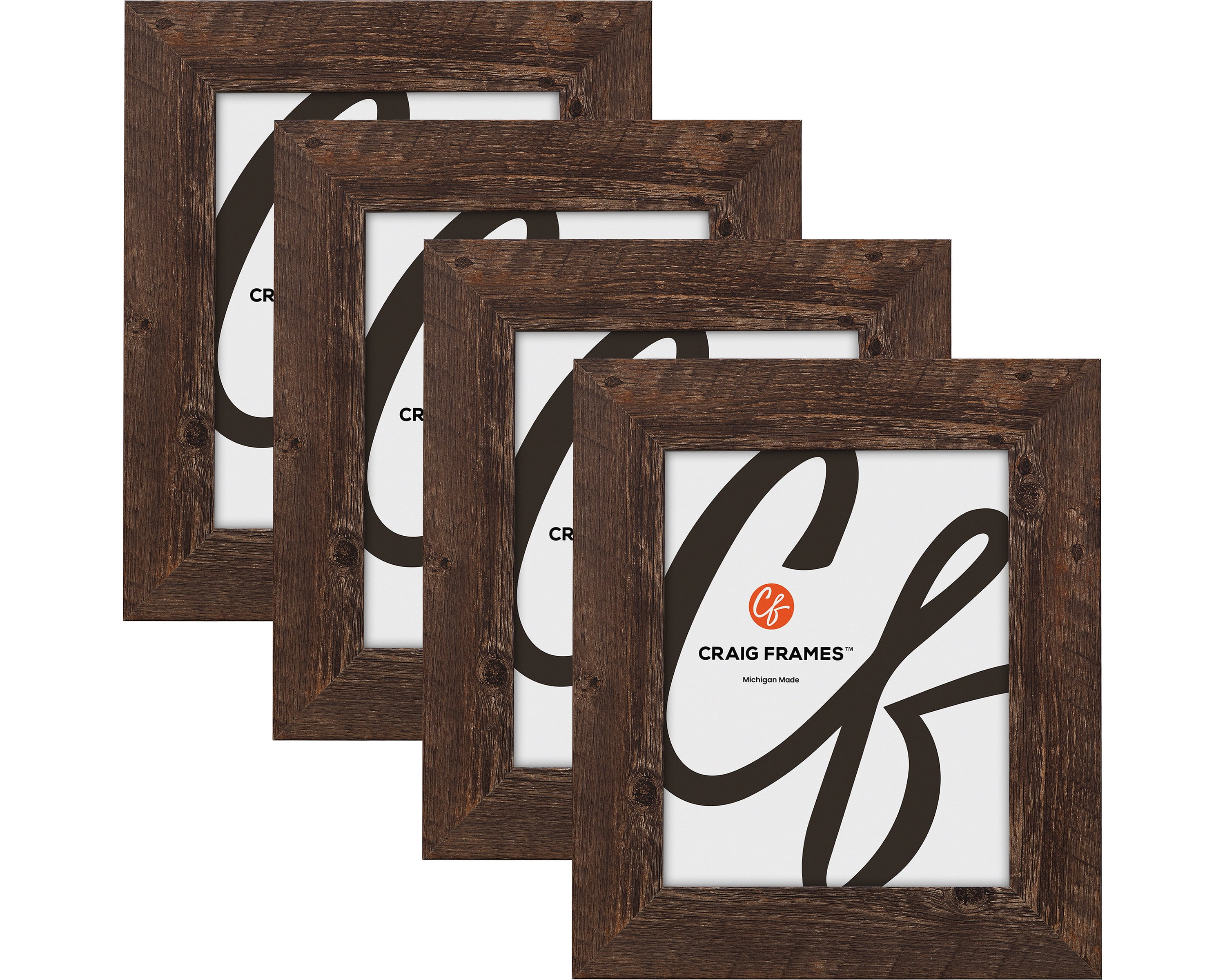 Rustic Brown Oak 16x18 Wall Picture Frames Set of 4