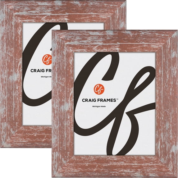 Craig Frames American Barn, 16x34 inch Picture Frame, Faux Red Barnwood, Set of 2
