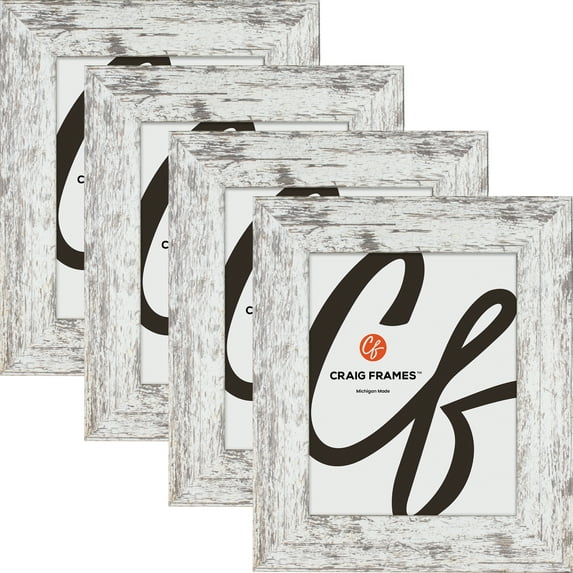 Craig Frames American Barn, 17x21 inch Picture Frame, Faux White Barnwood, Set of 4