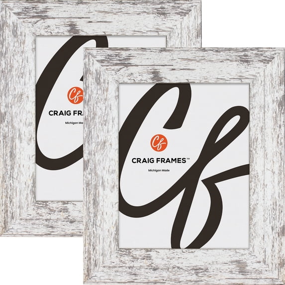 Craig Frames American Barn, 18x22 inch Picture Frame, Faux White Barnwood, Set of 2