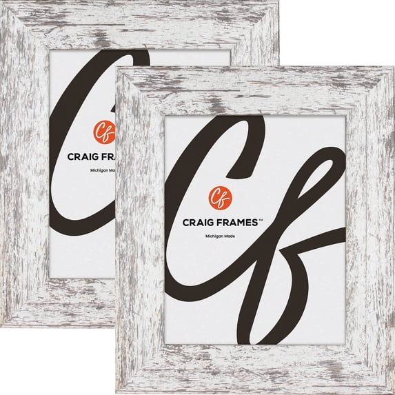 Craig Frames American Barn, 19x24 inch Picture Frame, Faux White Barnwood, Set of 2