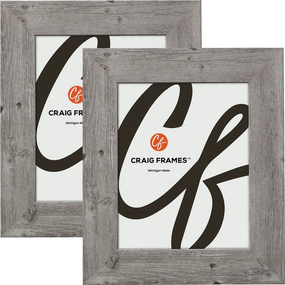 Craig Frames American Barn, 19x25 inch Picture Frame, Faux Light Grey Oak Barnwood, Set of 2