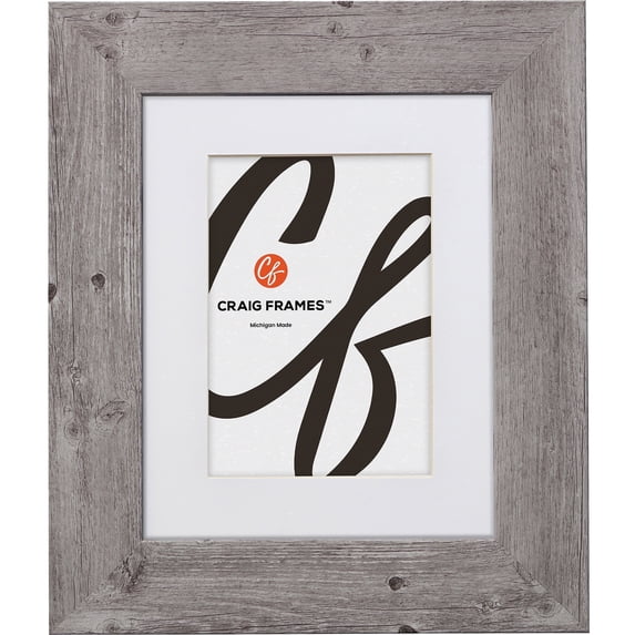 Craig Frames American Barn, 20x20 inch Faux Barnwood Picture Frame Matted for a 16x16 Photo, Light Grey