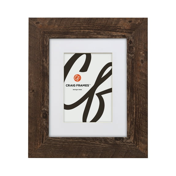 Craig Frames American Barn, 22x28 inch Faux Barnwood Picture Frame Matted for an 18x24 Photo, Brown