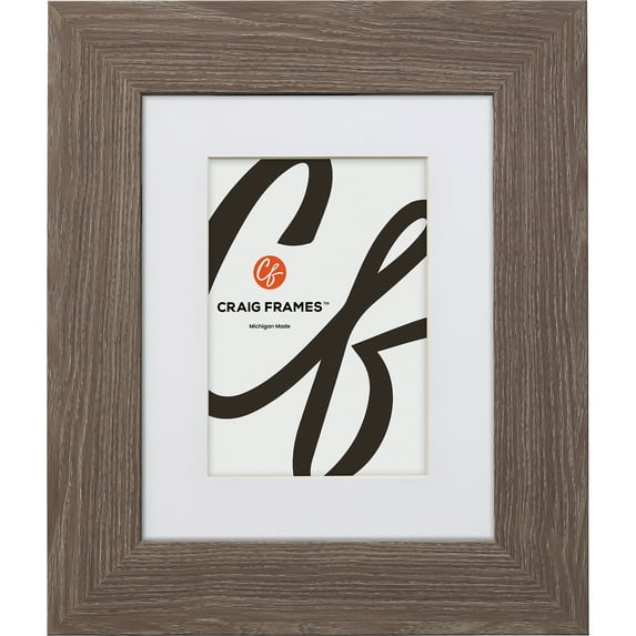 Craig Frames American Barn, 24x24 inch Faux Barnwood Picture Frame Matted for a 20x20 Photo, Farmhouse Grey