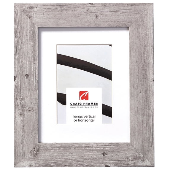 Craig Frames American Barn, 24x30 inch Faux Barnwood Picture Frame Matted for a 20x26 Photo, Light Grey