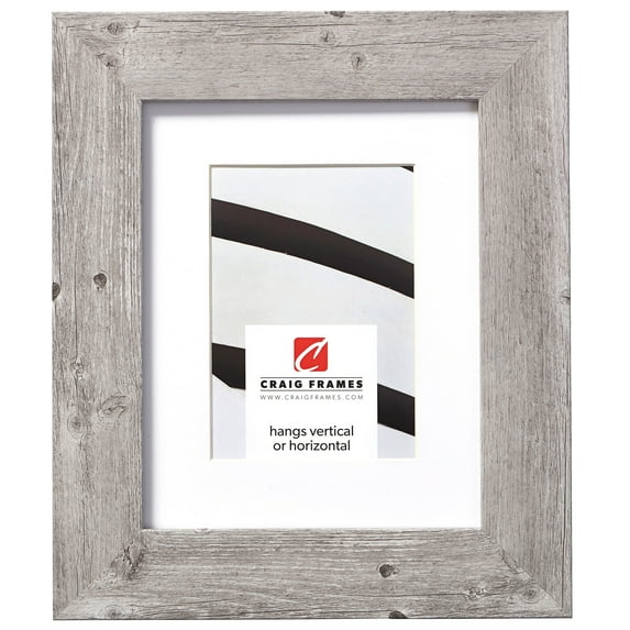 Craig Frames American Barn, 24x30 inch Faux Barnwood Picture Frame Matted for a 20x26 Photo, Light Grey