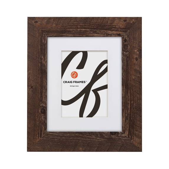 Craig Frames American Barn, 24x32 inch Faux Barnwood Picture Frame Matted for a 20x28 Photo, Brown