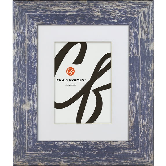 Craig Frames American Barn, 24x32 inch Faux Blue Barnwood Picture Frame Matted for a 20x28 Photo