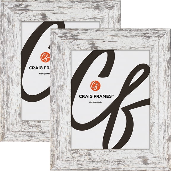 Craig Frames American Barn, 26x38 inch Picture Frame, Faux White Barnwood, Set of 2