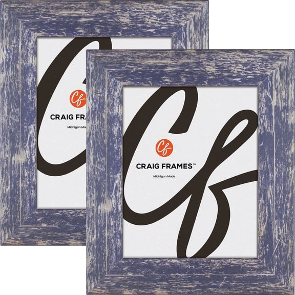 Craig Frames American Barn, 27x30 inch Picture Frame, Faux Blue Barnwood, Set of 2