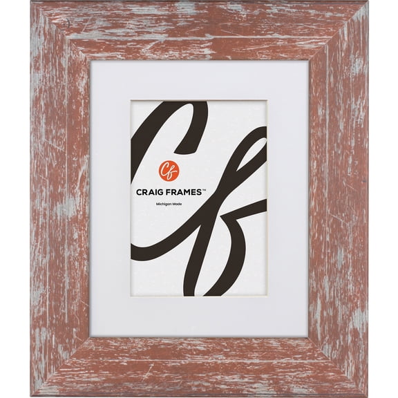 Craig Frames American Barn, 30x38 inch Faux Red Barnwood Picture Frame Matted for a 24x32 Photo