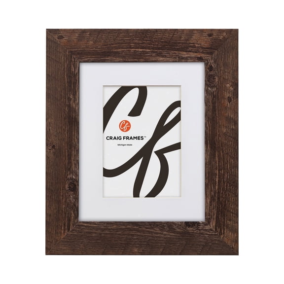 Craig Frames American Barn, 30x40 inch Faux Barnwood Picture Frame Matted for a 24x36 Photo, Brown
