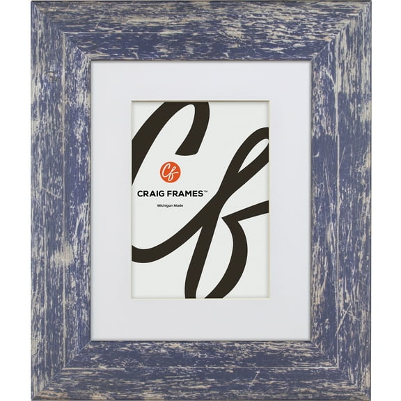 Craig Frames American Barn, 30x40 inch Faux Blue Barnwood Picture Frame Matted for a 24x36 Photo
