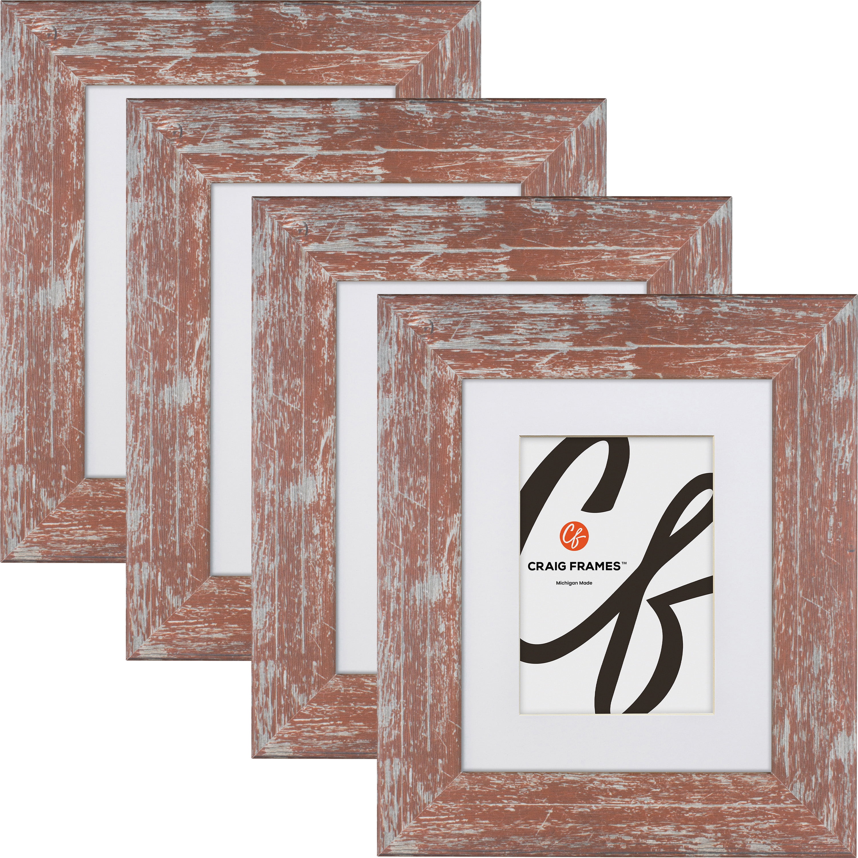 Craig Frames American Barn, 8.5x11 inch Faux Red Barnwood Picture Frame