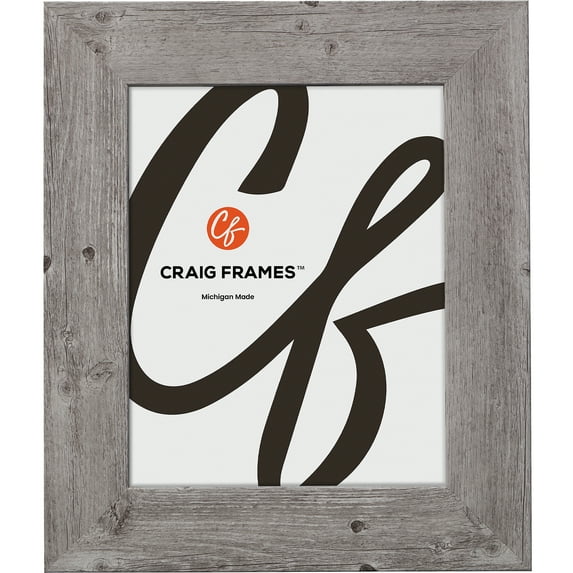 Craig Frames American Barn, 8x10 inch Picture Frame, Faux Light Grey Oak Barnwood