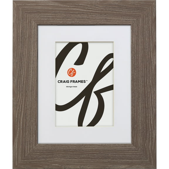 Craig Frames American Barn, 8x12 inch Faux Barnwood Picture Frame Matted for a 5x7 Photo, Farmhouse Grey
