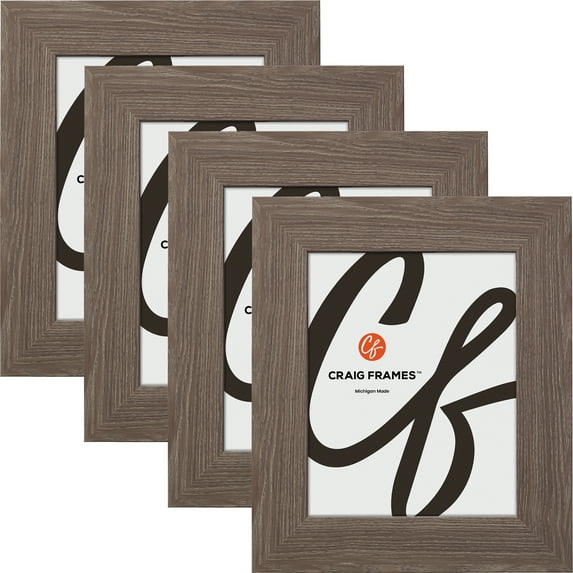 Craig Frames American Barn, 8x12 inch Picture Frame, Faux Farmhouse Grey Barnwood, Set of 4