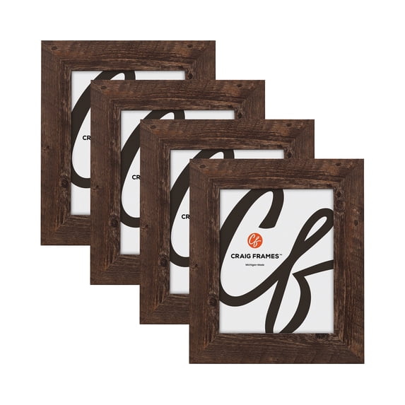 Craig Frames American Barn 9x12 inch Picture Frame Faux Brown Oak Barnwood, Set of Four
